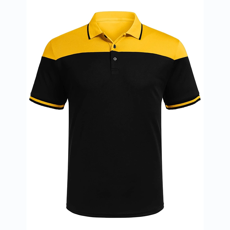 Wholesale Custom 100% Polyester Pique Quick Dry Breathable Moisture Wicking Contrast Color Men Summer Casual Sports Polo Shirt