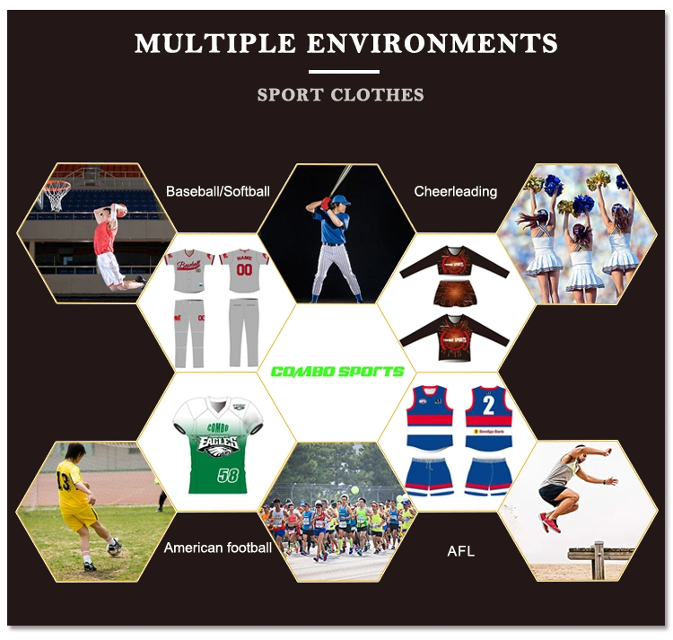 Custom Wholesale Sublimation Printed Polyester Sports Wear Basketball Soccer Baseball American Football Rugby Netball Afl Jersey for Men