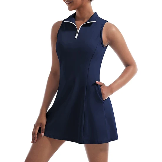 브라와 반바지 포켓이 내장된 맞춤형 여성 운동 런닝 테니스복, 슬림핏, 아웃도어 레저 스포츠, 골프, 스포츠 드레스