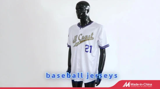 뜨거운 판매 사용자 정의 디자인 승화 자수 편지 패턴 셔츠 V 넥 남성 풀오버 야구 저지